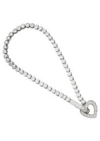 Jobo Damen Silberarmband, Silber 925 (Sterlingsilber), silber, Silber 925 (Sterlingsilber), Armbänder, Herz 925 Silber mit Zirkonia 19 cm