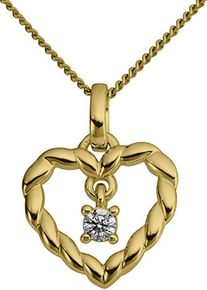 Firetti Damen Ketten-Anhänger "Schmuck Geschenk Gold 333 Halsschmuck Anhänger für Halskette Herz", 0,04 ct, Gelbgold 333-Diamanten, 0,7 g, gold,