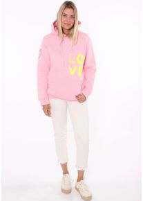 Zwillingsherz Damen Kapuzensweatshirt, pink, casual, Gr. SM, Sweatware, Obermaterial: 50% Baumwolle, 50% Polyester, Sweatshirts, mit "Love"-Aufdruck