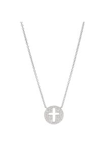 Smart Jewel Damen Collier "Mittelteil rund mit Zirkonia, Silber 925", 47cm, Silber 925 (Sterlingsilber), silber, Silber 925 (Sterlingsilber),