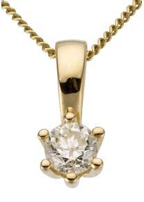Firetti Damen Ketten-Anhänger "Schmuck Geschenk Gold 750 Halsschmuck Anhänger Halskette Solitär", 0,25 ct P2 = erkennbare Einschlüsse, Gelbgold