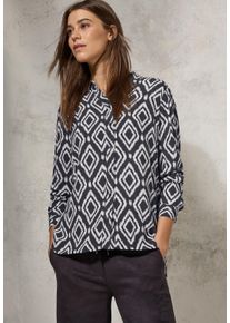Cecil Damen Langarmbluse, grau, casual, Gr. XXL, bedruckt, Stoff, 100% Viskose, Blusen, mit Knopfleiste