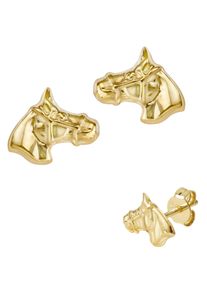 Firetti Mädchen Paar Ohrstecker "Schmuck Geschenk Silber 925 Ohrschmuck Erstohrstecker Pferde", Silber 925 (Sterlingsilber), gold, Silber 925