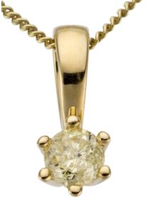 Firetti Damen Ketten-Anhänger "Schmuck Geschenk Gold 750 Halsschmuck Anhänger Halskette Solitär", 0,2 ct P2 = erkennbare Einschlüsse, Gelbgold