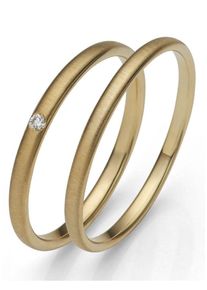 Firetti Trauring "Schmuck Geschenk Gold 375 Hochzeit Ehering "LIEBE"", 62, 0,015 ct SI = kleine Einschlüsse mit Brillant, Gelbgold 585, 2,0mm, gold,