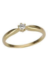Firetti Damen Solitärring "Schmuck Geschenk Gold 750 Damenring Verlobungsring Goldring Solitär", 17, 0,1 ct P2 = erkennbare Einschlüsse, Gelbgold