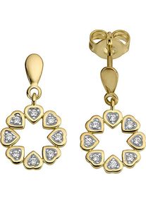 Firetti Damen Paar Ohrstecker "Schmuck Geschenk Gold 333 Ohrschmuck Ohrringe Kreis rund Herz", Gelbgold 333, gelb, Gelbgold 333, Ohrringe, mit