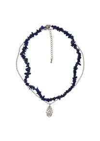 Steuer Damen Kette mit Anhänger "Set Lapislazuli-Splitterkette und Kette mit Anhänger", 49cm, Metall, blau, Metall, Halsketten