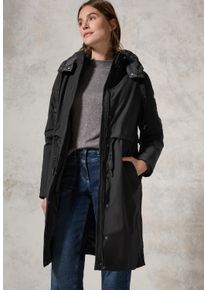 Cecil Damen Trenchcoat, schwarz, casual, Gr. XS, unifarben, Stoff, Obermaterial Trenchcoat: 87% Polyamid, 13% Elasthan; Obermaterial Steppmantel: