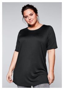 sheego Damen Longshirt "Große Größen", schwarz, sportlich, Gr. 44, unifarben, Obermaterial: 90% Polyester, 10% Elasthan, Shirts, mit atmungsaktiver,