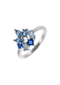 Vivance Damen Fingerring "925/- Sterling Silber rhodiniert synth.Steine blau", 058 (18,5), Silber 925 (Sterlingsilber), weiß, Silber 925
