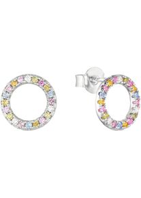 s.Oliver Damen Paar Ohrstecker "Regenbogen-Optik, 2037841", Silber 925 (Sterlingsilber), silber, Silber 925 (Sterlingsilber), Ohrringe, mit Zirkonia