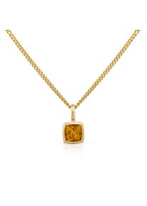 OROLINO Damen Kette mit Anhänger "Gold 585 mit echtem Citrin 5x5mm", 42/45cm, Gold, L: 45cm B: 7.0mm, gelb, Gold, B:7.0mm, Halsketten