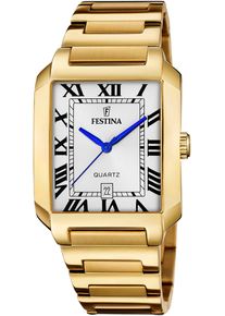 Festina Damen Quarzuhr "On The Square", gold, Armbanduhren, Armbanduhr, Herrenuhr, Damenuhr, Edelstahlarmband, Datum