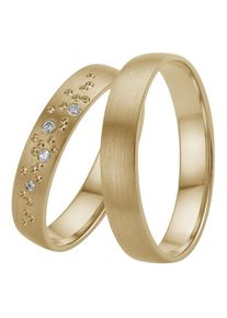 Firetti Trauring "Schmuck Geschenk Gold 375 Hochzeit Ehering "LIEBE" Sterne", 17, ohne Brillanten, Gelbgold 585, 4mm, gold, Gelbgold 585,