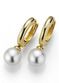 ADRIANA Damen Paar Creolen "R119", Silber 925 (Sterlingsilber)-Perlen, gold, Silber 925 (Sterlingsilber), Perlen, Ohrringe, Made in Germany - mit