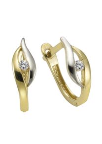 Vivance Damen Paar Creolen "375/- Gelbgold bicolor 2x Zirkonia", ONE-SIZE, Gold, bunt, Gold, Ohrringe