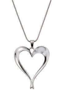 Firetti Damen Lange Kette "Herz", Metall, L: 100cm, grau, Metall, Halsketten