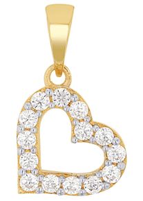 Amor Damen Ketten-Anhänger "Shiny Heart, 2014123", Gelbgold 750, 0,51 g, gold, Gelbgold 750, Schmuckanhänger, mit Zirkonia (synth.)