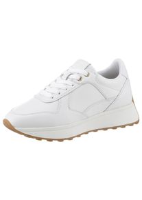 Geox Damen Sneaker "D AMABEL A", Gr. 37, weiß, Leder, sportlich, Schuhe, Keilabsatz, Freizeitschuh, Halbschuh, Schnürschuh im Monochrome-Look