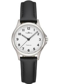 Tempic Damen Titanuhr, schwarz, Armbanduhren, Quarzuhr, Armbanduhr, Damenuhr, analog, Lederarmband