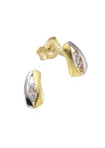 Vivance Damen Paar Ohrstecker "333 Gold zweifarbig Zirkonia weiß", ONE-SIZE, Gold, bunt, Gold, Ohrringe