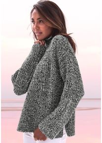 Buffalo Damen Stehkragenpullover, schwarz-weiß, modisch, Gr. 32, meliert, Strick, Obermaterial: 64% Polyester, 23% Polyacryl, 10% Polyamid, 3% Wolle,