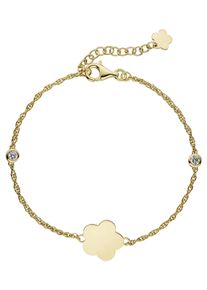 Jobo Damen Silberarmband "Blume", Silber 925 (Sterlingsilber), gold, Silber 925 (Sterlingsilber), Armbänder, 925 Silber vergoldet mit 2 Zirkonia 22 cm