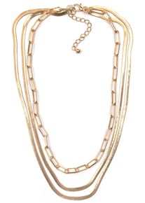 Firetti Damen Collier "Halsschmuck Layering-Look Gliederkette", Metall, L: 53cm B: 6mm, gold, Metall, B:6mm, Halsketten