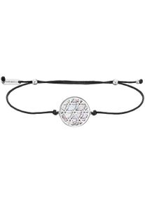 JULIE JULSEN Damen Armband "925/- Sterling Silber Blume des Lebens mit Textilband", 20cm, Silber 925 (Sterlingsilber), weiß, Silber 925