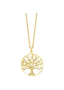JULIE JULSEN Damen Kette mit Anhänger "925/- Sterling Silber vergoldet Motiv Lebensbaum", 40cm, Silber 925 (Sterlingsilber), L: 40cm, gold, Silber