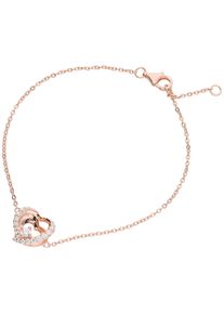 Smart Jewel Damen Armband "Herz mit Zirkonia, rosé vergoldet, Silber 925", 19cm, Silber 925 (Sterlingsilber), rosa, Silber 925 (Sterlingsilber),
