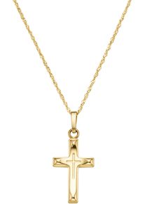 Firetti Damen Kette mit Anhänger "Schmuck Geschenk Gold 375 Halsschmuck Halskette Goldkette Kreuz", Gelbgold 333, L: 45cm B: 1,1mm, gold, Gelbgold