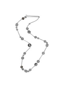 Steuer Damen Lange Kette "Lange Metall Kette mit Zierelementen rhodiumfarben", 110cm, Metall, L: 110cm, grau, Metall, Halsketten