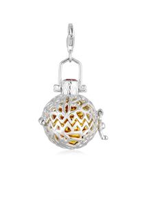 NENALINA Damen Charm-Einhänger "Klangkugel Ornament Granat Romantik 925 Silber", mit Steinen, silber, Silber 925 (Sterlingsilber), Charms