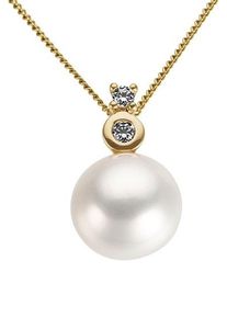 Firetti Damen Perlen-Anhänger "Schmuck Geschenk Gold 585 Halsschmuck Anhänger für Halskette Perle", 0,070 ct P2 = erkennbare Einschlüsse, Gelbgold