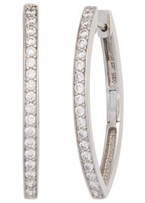 Jobo Damen Paar Creolen, Silber 925 (Sterlingsilber), silber, Silber 925 (Sterlingsilber), Ohrringe, oval 925 Silber mit Zirkonia