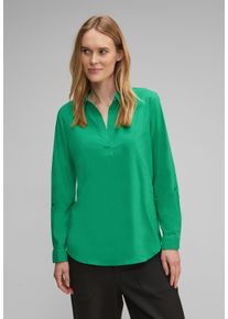 Street One Damen Longbluse, grün, klassisch, Gr. 34, unifarben, Web, 69% Baumwolle, 28% Polyamid, 3% Elasthan, Blusen, mit Turn-Up Funktion