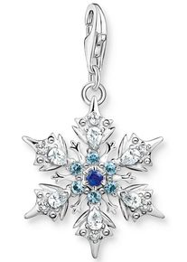 Thomas Sabo Damen Charm-Einhänger "Schneeflocke mit blauen Steinen, 1902-945-7", silber, Silber 925 (Sterlingsilber), Charms, mit Glas-Keramik Stein