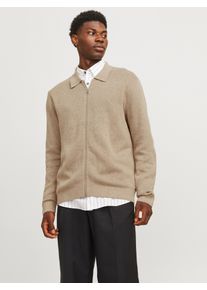 Jack & Jones JACK & JONES Herren Strickjacke "JPRBLAMILANO STITCH KNIT CARDIGAN SN", beige, modisch, Gr. M, meliert, Strick, Obermaterial: 100% Baumwolle,