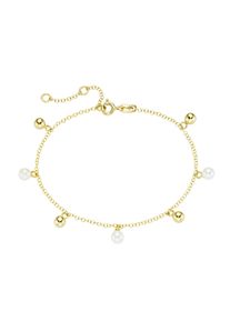 Luigi Merano Armband "Süßwasserperlen + Goldkugeln, Gold 585", 19cm, Gelbgold 585, gold, Gelbgold 585, Armbänder