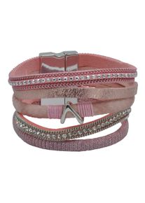 Steuer Damen Armband "Velour rosé 5-reihig", 19cm, Metall, rosa, Metall, Armbänder