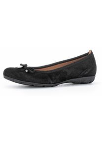 Gabor Damen Ballerina, Gr. 43, schwarz, Ziegenveloursleder, klassisch, Schuhe, Flache Schuhe, Business Schuhe mit Hovercraft Luftkammern-Laufsohle
