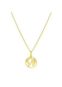 Vivance Damen Kette mit Anhänger "925/- Sterling Silber vergoldet Motiv Erde", 42 + 3cm, Silber 925 (Sterlingsilber), L: 45cm B: 15.0mm, gelb, Silber