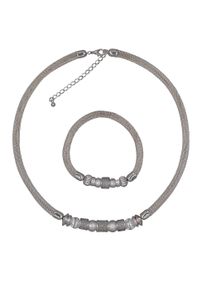 Steuer Damen Collierkettchen "Metall 48+7,0cm + 19,0cm Stretch Mesh Kugeln Metall", 55cm, Metall, L: 55cm B: 6.0mm, silber, Metall, B:6.0mm,