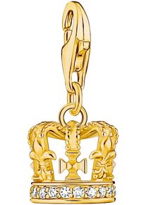 Thomas Sabo Damen Charm-Einhänger "LONDON Krone mit weißen Steinen, 2123-414-39", gold, Silber 925 (Sterlingsilber), Charms, mit Zirkonia (synth.)