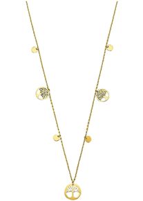 Firetti Damen Kette mit Anhänger "Schmuck Geschenk Gold 375 Halsschmuck Kette Plättchen Kreis Lebensbaum", Gelbgold 375, L: 45cm B: 1mm, gold,