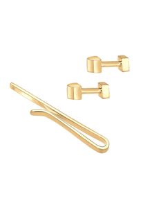 Kuzzoi Herren Krawattennadel Set "Krawattennadel Manschettenknöpfe Basic 925 Silber", OneSize, gold, Silber 925 (Sterlingsilber), Krawattennadeln