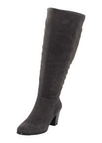 sheego Damen Weitschaftstiefel "Große Größen", Gr. 39, grau, Obermaterial: 100% Polyester, klassisch, Schuhe, in 3 Schaftweiten für individuelle