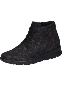 Waldläufer WALDLÄUFER Damen Schnürboots "H-BRUNI", Gr. 4,5, schwarz, Nubukleder, casual, Schuhe, Winterboots, Metallic-Look, in Bequemweite G (= weit)